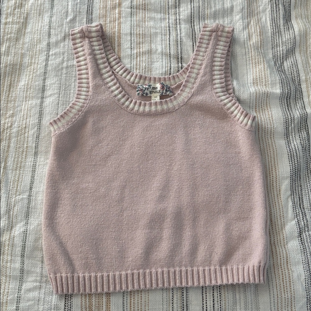 Pink Knit Crop Tank Top